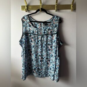 New Directions Curvy Blue Floral Sleeveless Top Size 3X